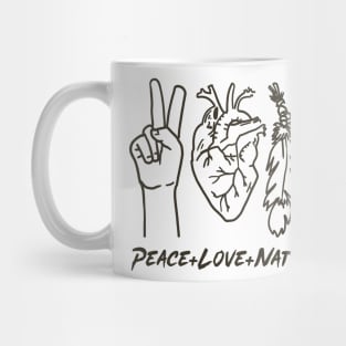 Peace Love Native with Text Black Print Mug